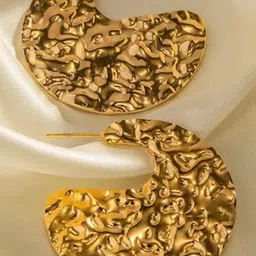 Estailo fashion Gold-Plated Crescent Shaped Half Hoop Earrings image 3