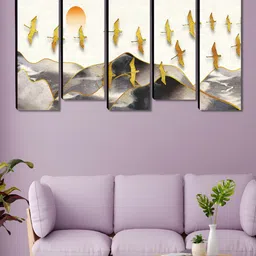 SAF White & Grey 5 Piece Birds Canvas Wall Arts-picture-21