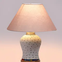 Aura Grey & White Printed Glass Frustum Shaped Table Lamp image 2