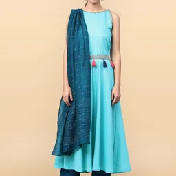Anouk Rustic Women Solid Embroidered Kurta with Trousers & Dupatta-image-12