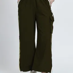 TABADTOD Women Solid Striped Relaxed Loose Fit Trousers-image-10