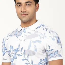 Indian Terrain Floral Printed Polo Collar Short Sleeves Pure Cotton T-Shirt image 2