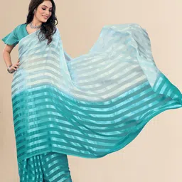 Moda Rapido Striped Satin Saree With Blouse Piece image 2