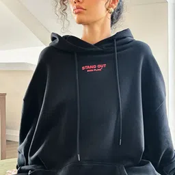 StyleCast x Revolte Typography Printed Hooded Cotton Pullover Sweatshirt-image-18