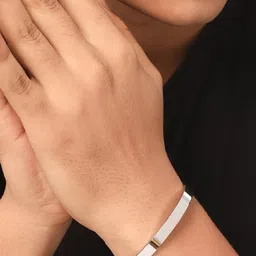 Balaji Supply Unisex Stainless Steel Silver-Plated Plain Kada Bracelet-picture-13