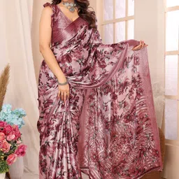 king vulture Printed, Digital Print, Floral Print Bollywood Chiffon, Organza Saree-picture-18