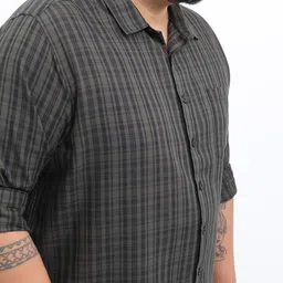 highlander Plus Size Men Regular Fit Checkered Cut Away Collar Casual Shirt image 5