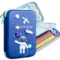 3D Space Astronaut Pencil Box for Kids - Large Capacity EVA Pencil Case - School Stationery Pouch for Boys & Girls - Cute Hard Shell Pencil Box for Kids Art EVA Pencil Box-image-48