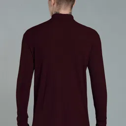jalapeno Men Solid High Neck Maroon Sweater image 2