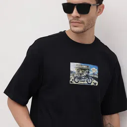 The Roadster Life Co. Biker Printed Relaxed Pure Cotton T-shirt-picture-48