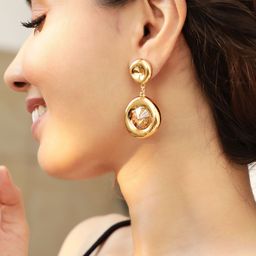 Rubans 18K Gold Plated Artificial Stones Studded Drop Earring-picture-9