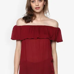 Mayra Women Red Solid Bardot Top image 1