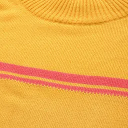 DressBerry Women Mustard Yellow & Pink Striped Sweater image 2