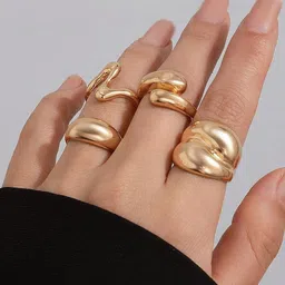 Jewels Galaxy Set Of 4 Gold-Plated Adjustable Finger Ring image 3