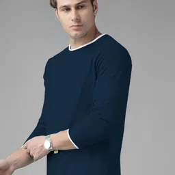 AUSK Men Solid Round Neck Cotton T-shirt image 3