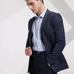 INVICTUS Checked Notched Lapel Collar Slim Fit Semiformal Blazer image 5