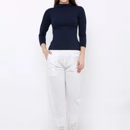 Salwar Studio Women Navy Blue Solid Stretchable Readymade Saree Blouse image 5