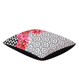 SEJ by Nisha Gupta White & Black Floral Single Rectangle Cushion Cover image 4