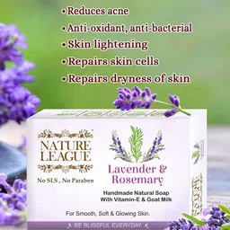 NATURE LEAGUE Set Of 12 Lavender & Rosemary Handmade Natural Soap - 100 g Each image 2
