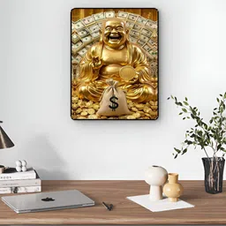 Livin'luxe Gold-Toned & Black Laughing Buddha Money Wall Art image 5