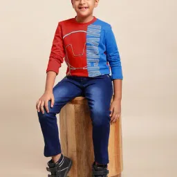 Kidsville Red & Blue Iron Man Print Full Sleeves T-Shirt image 4