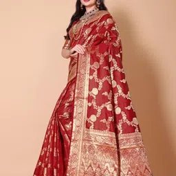 jayant creation Woven Design Zari Banarasi Saree image 3