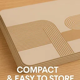 YELONA 2Pcs Beige & Brown Patterned Waterproof Heat-Resistant Anti-Slip Table Placemats image 3