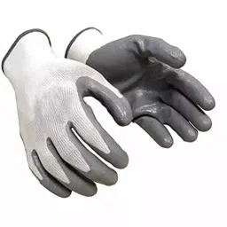 BRALA Nitrile Safety Gloves Grey and White Color, M Size (Pack of 50 Pair) image 1