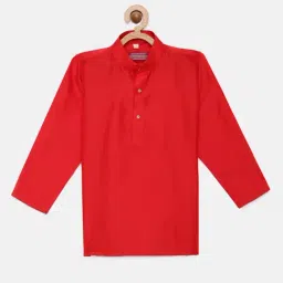 THANGAMAGAN Kids Red Solid Full Sleeves Kurta-picture-17