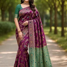 Moda Rapido Woven Design Zari Silk Blend Designer Kanjeevaram Saree-image-12