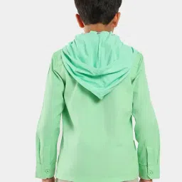 LilPicks Boys Mint Green Solid Shirt with Detachable Hood image 2