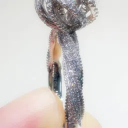 Designs & You Silver-Plated American Diamond Studded Crushed Ice Cut Twisted Finger Ring image 3