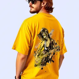 AUSK Typography Printed Round Neck Drop Shoulder Sleeves Cotton Oversized T-shirt-picture-40