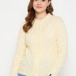 CREATIVE LINE Women Cable Knit Winter Woollen Cardigan-image-93