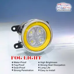 Auto Pearl 4 LED Chrome Ring DRL Fog Lamp Yellow Compatible For Maruti Suzuki Alto K10 2018 image 2