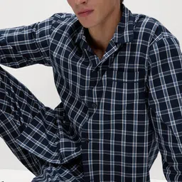 Marks & Spencer Men Checked Pure Cotton Night suit image 1