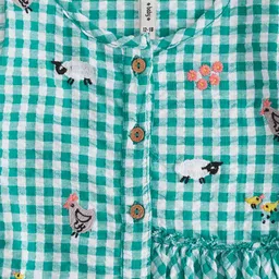 Pantaloons Baby Girls Blue Checked Peplum Top image 3
