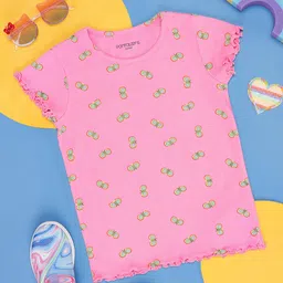 Pantaloons Junior Half Sleeves Butterfly Printed Tee - Pink-image-13