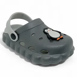Lil Lollipop Penguin Applique Detailed With Back Strap Anti Slip Perforated Clogs - Grey-picture-16