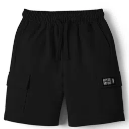 kookie kids india Kookie Kids Terry Knit Above Knee Length Shorts with Cool Kids Club Badge - Black-picture-19