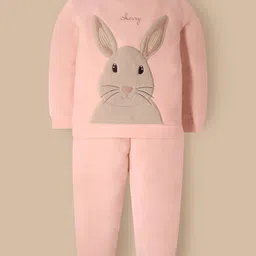 Cherry Crumble By Nitt Hyman Knit Full Sleeves Bunny Patch Detailed Winter Night Suit Set - Peach-picture-18
