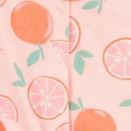 Carter's Knit Frill Sleeves Front Open Romper with Orange Print - Orange image 3