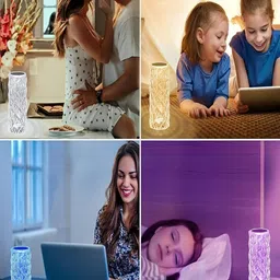 KAVYARA Blue & Green Rose Diamond Touch Table Lamp image 5