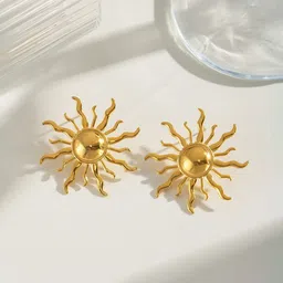 Jewels Galaxy Stainless Steel Gold-Plated Circular Shaped Studs-picture-16