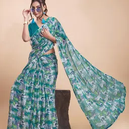 Garden Vareli Abstract Printed Pure Chiffon Saree image 4