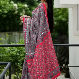 Moda Rapido Ethnic Motifs Silk Cotton Block Print Saree image 3