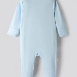 Bonfino 100% Cotton Knit Full Sleeves Footed Sleepsuits with Animal Print Pack of 5 - Grey Melange & Navy Blue image 5