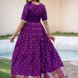 MORDEN MUSE Printed V Neck Anarkali Ethnic Dresses image 3