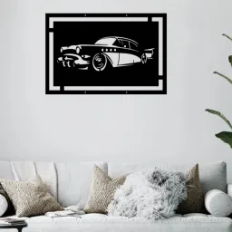 sketch designs Vintage Car Black Wooden Wall Art image 1