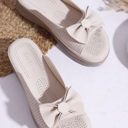 Mast & Harbour Women Open Toe Wedge Sandals with Bows-picture-1